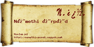 Némethi Árpád névjegykártya